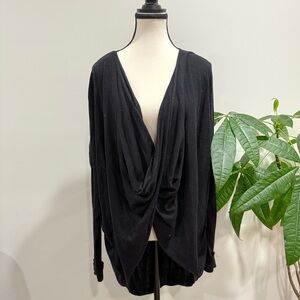 Black Draped High-Low Long Sleeve Top — “Wearing Your ❤️ on Your Sleeve” Size M